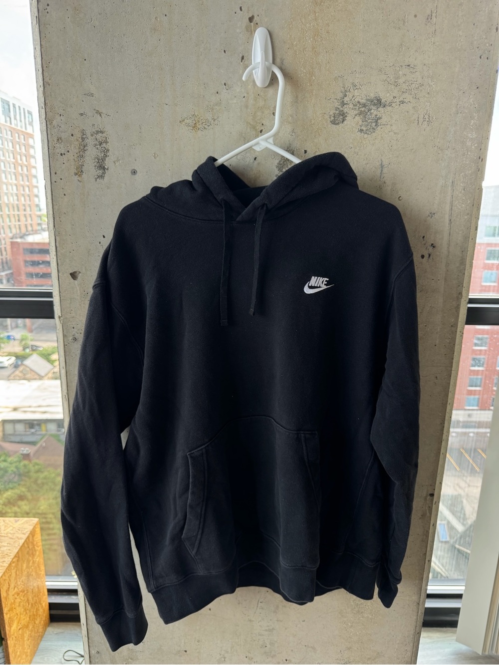 Nike Black Men's Hoodie with Embroidered White Swoosh